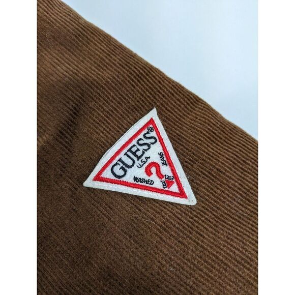 Guess Mens Sz Xxl Corduroy Trucker Jacket Brown Sherpa Collar Long Sleeve Snap - Picture 8 of 11